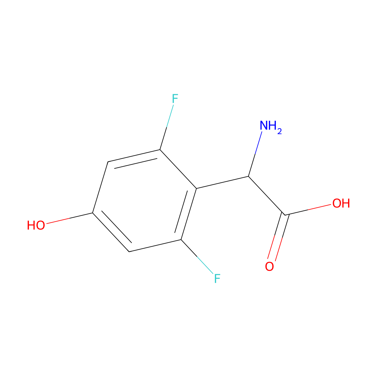 2-Amino-2-(2,6-difluoro-4-hydroxyphenyl)acetic acid molecular structure, CAS 1336947-76-2