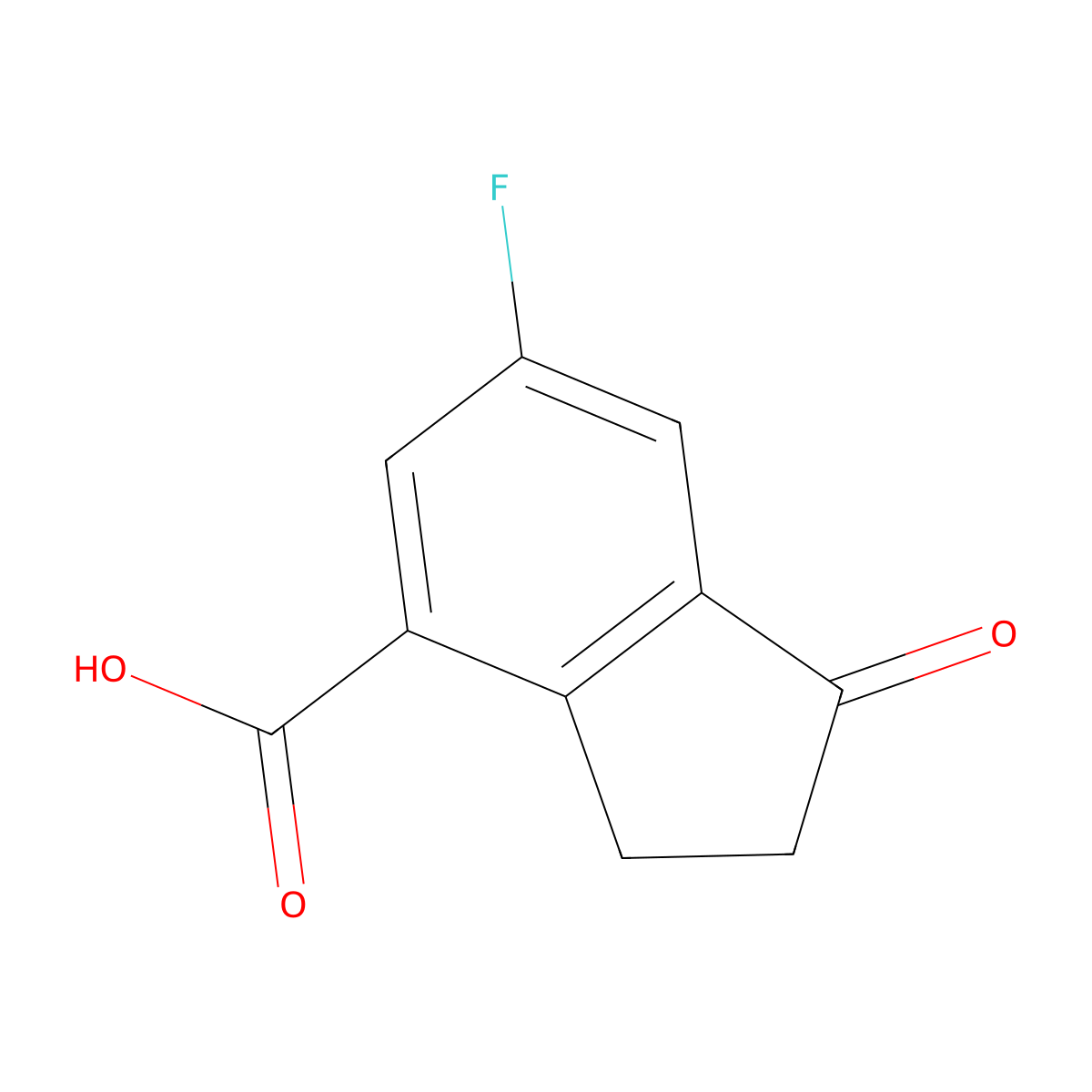 6-fluoro-1-oxo-2,3-dihydro-1H-indene-4-carboxylic acid molecular structure, CAS 1336953-10-6