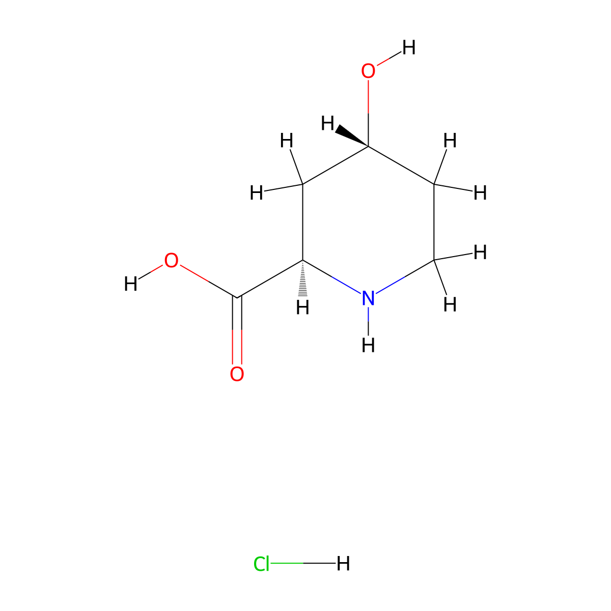 (2R,4R)-4-Hydroxypiperidine-2-carboxylic acid hydrochloride molecular structure, CAS 133696-21-6