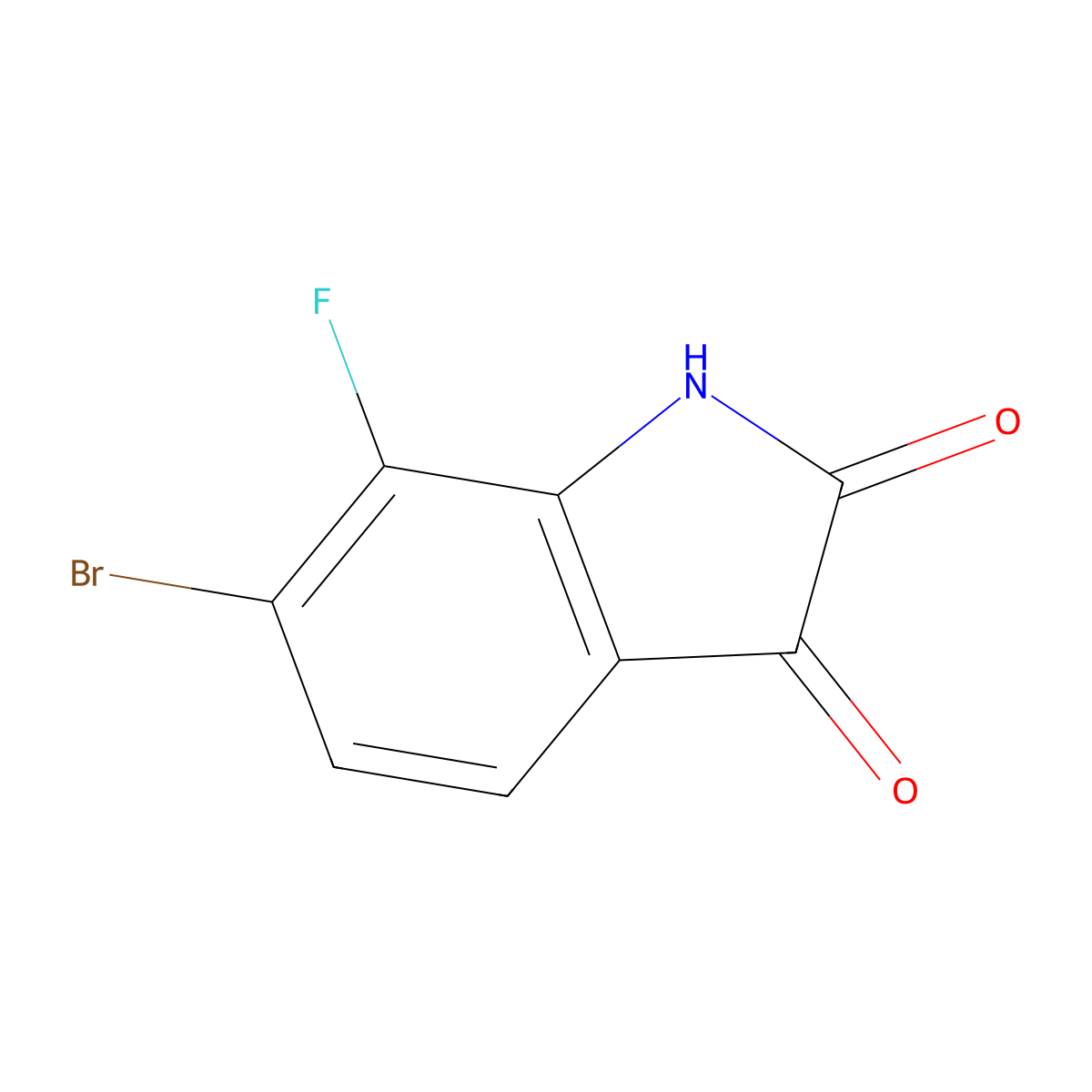 6-bromo-7-fluoro-2,3-dihydro-1H-indole-2,3-dione molecular structure, CAS 1336963-95-1