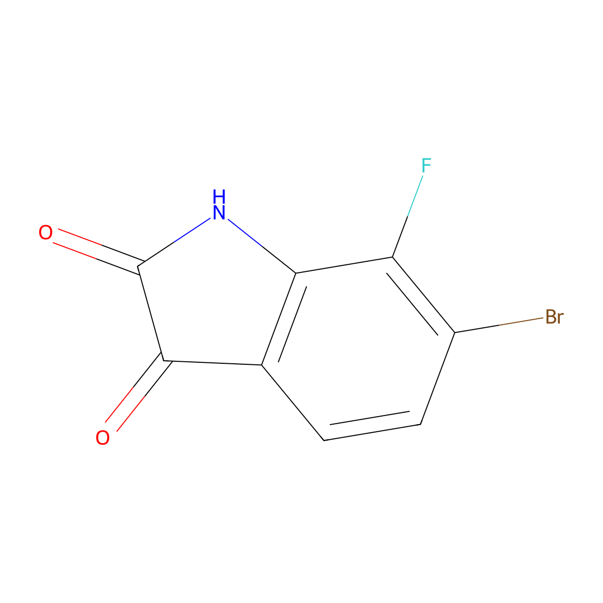 6-bromo-7-fluoro-2,3-dihydro-1H-indole-2,3-dione molecular structure, CAS 1336963-95-1