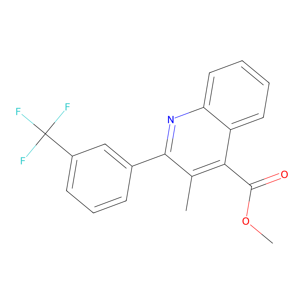 Methyl 3-methyl-2-(3-(trifluoromethyl)phenyl)quinoline-4-carboxylate molecular structure, CAS 1336964-34-1