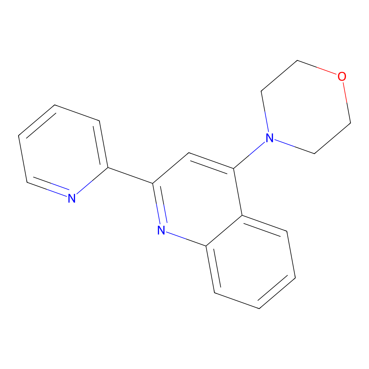 Quinoline, 4-(4-morpholinyl)-2-(2-pyridinyl)- molecular structure, CAS 133698-98-3