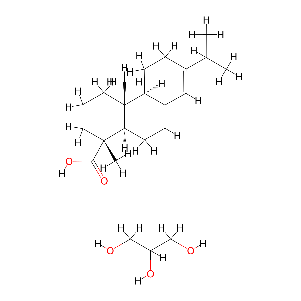 Abietic acid, glyceryl ester molecular structure, CAS 1337-89-9