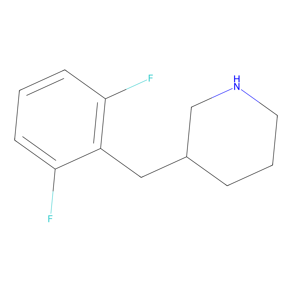 3-(2,6-Difluorobenzyl)piperidine molecular structure, CAS 1337019-04-1