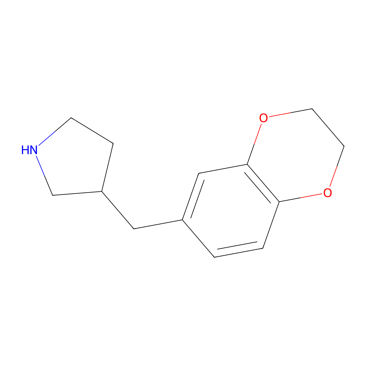 3-((2,3-Dihydrobenzo[b][1,4]dioxin-6-yl)methyl)pyrrolidine molecular structure, CAS 1337021-09-6