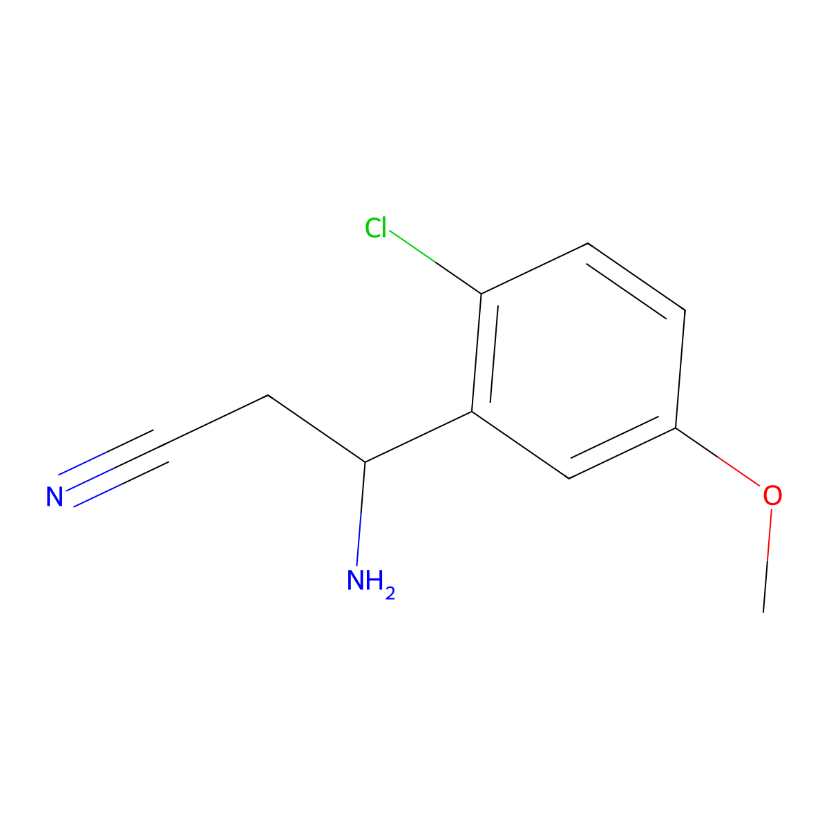 3-Amino-3-(2-chloro-5-methoxyphenyl)propanenitrile molecular structure, CAS 1337021-70-1