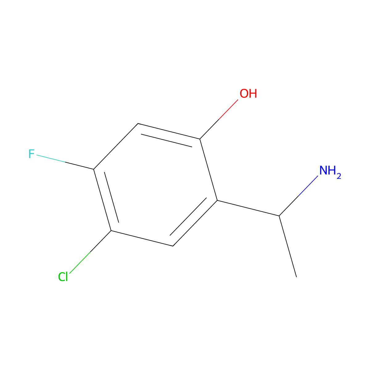 2-(1-Aminoethyl)-4-chloro-5-fluorophenol molecular structure, CAS 1337038-36-4