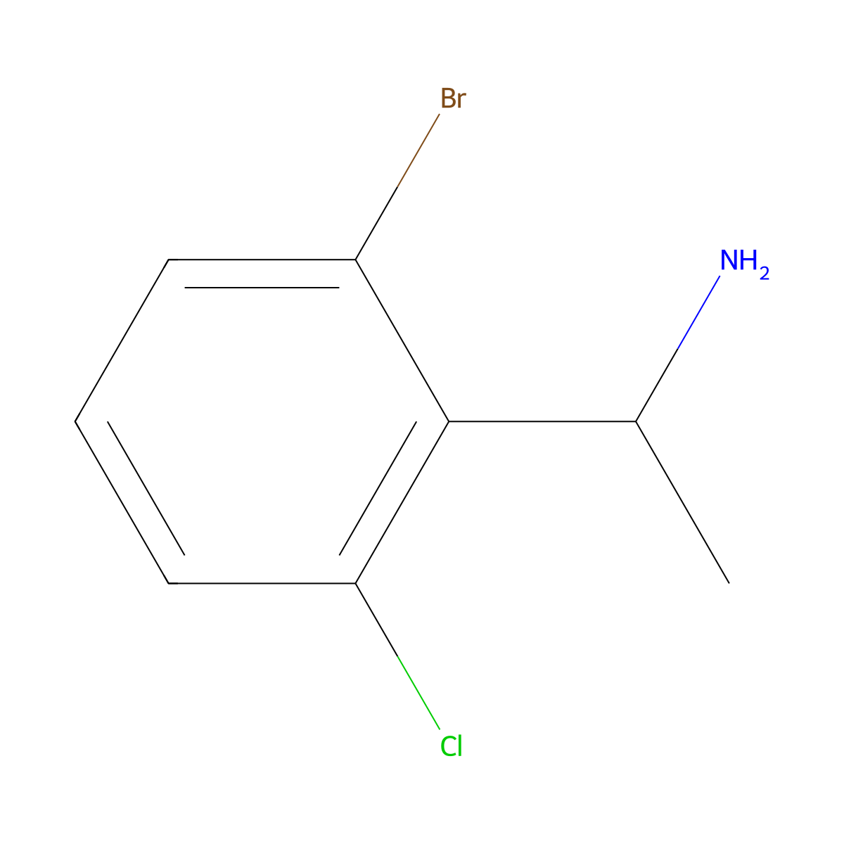 1-(2-Bromo-6-chlorophenyl)ethan-1-amine molecular structure, CAS 1337042-39-3