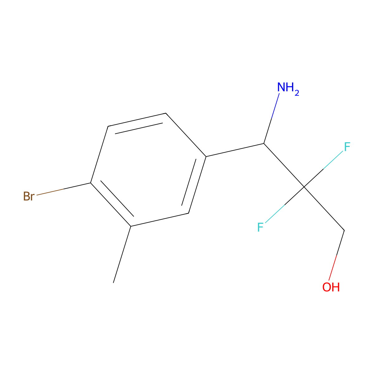 3-Amino-3-(4-bromo-3-methylphenyl)-2,2-difluoropropan-1-ol molecular structure, CAS 1337047-62-7