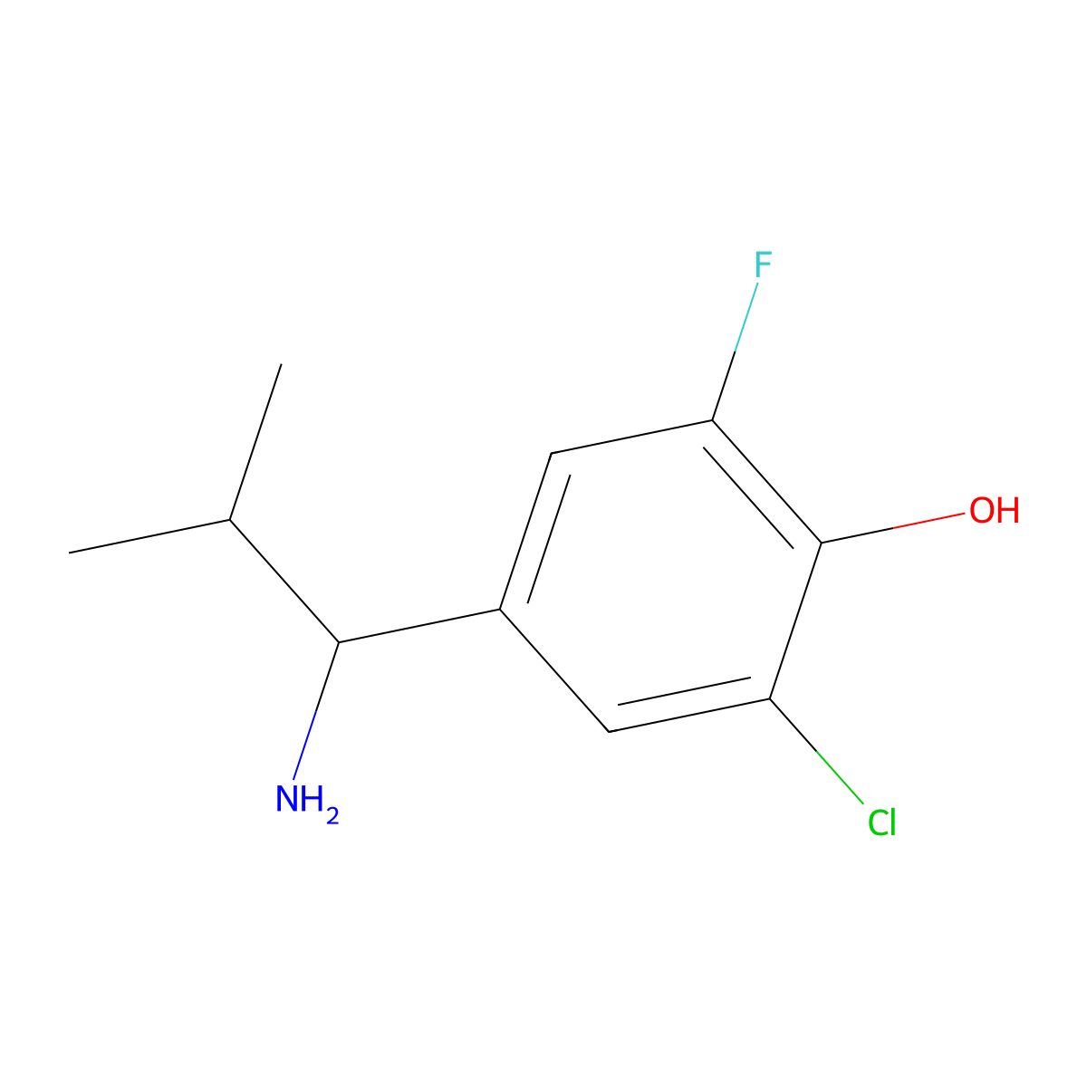 4-(1-Amino-2-methylpropyl)-2-chloro-6-fluorophenol molecular structure, CAS 1337057-38-1