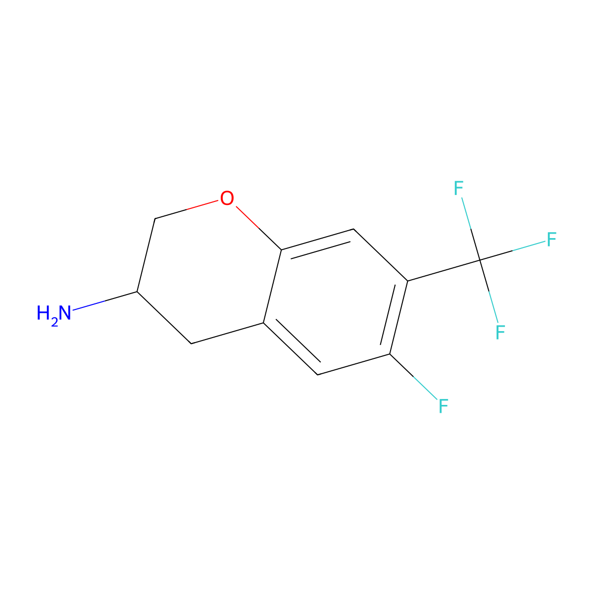 6-fluoro-7-(trifluoromethyl)-3,4-dihydro-2H-1-benzopyran-3-amine molecular structure, CAS 1337063-54-3