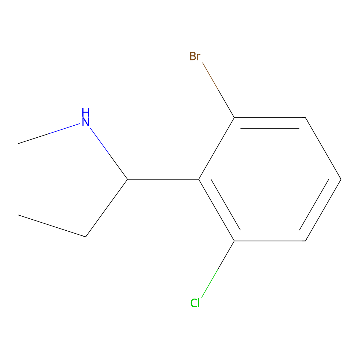 2-(2-Bromo-6-chlorophenyl)pyrrolidine molecular structure, CAS 1337065-54-9