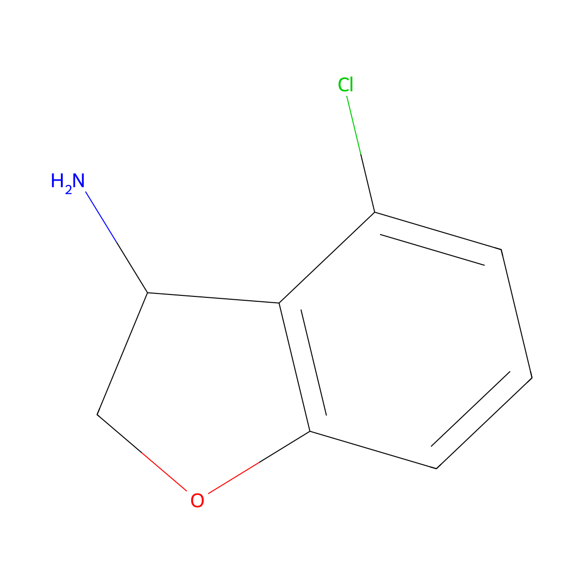 4-Chloro-2,3-dihydro-1-benzofuran-3-amine molecular structure, CAS 1337065-80-1