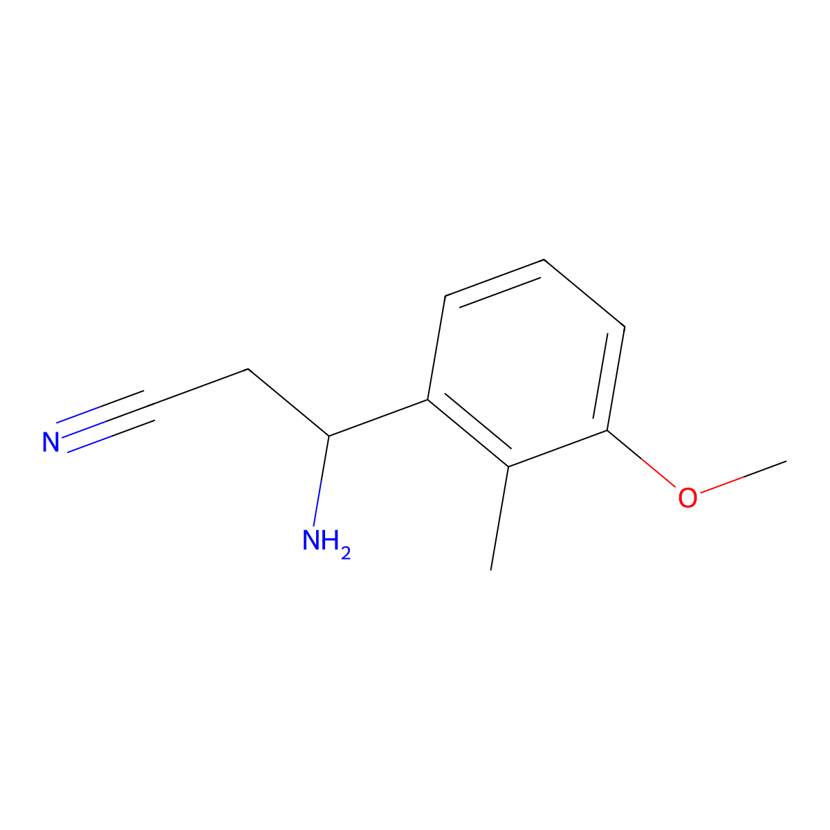 3-Amino-3-(3-methoxy-2-methylphenyl)propanenitrile molecular structure, CAS 1337066-19-9