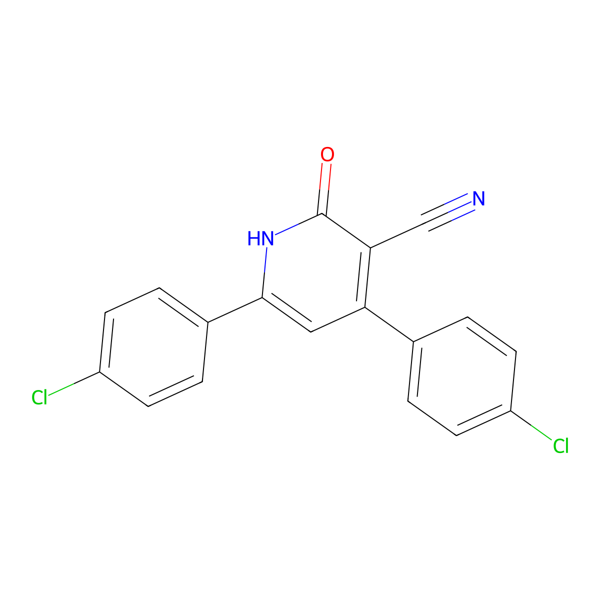 4,6-Bis(4-chlorophenyl)-2-hydroxynicotinonitrile molecular structure, CAS 133707-66-1