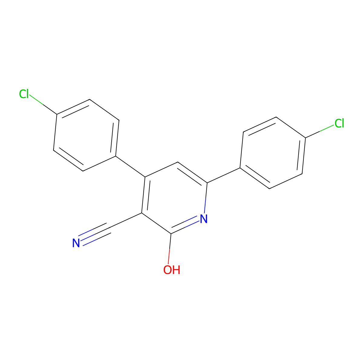 4,6-Bis(4-chlorophenyl)-2-hydroxynicotinonitrile molecular structure, CAS 133707-66-1