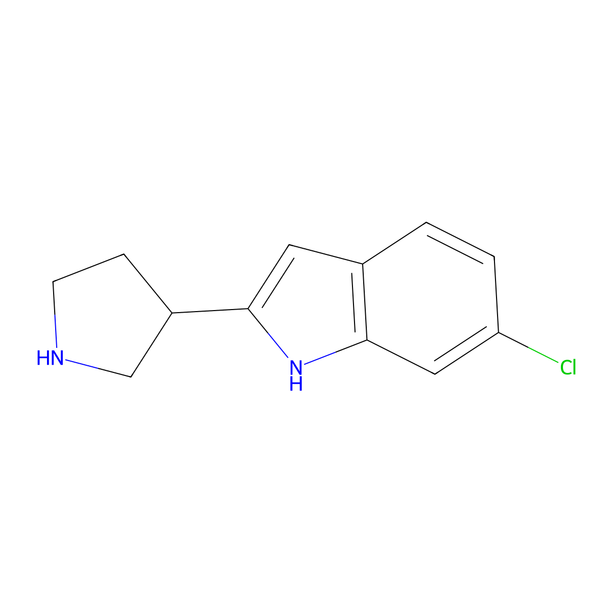 6-Chloro-2-(pyrrolidin-3-yl)-1H-indole molecular structure, CAS 1337072-40-8