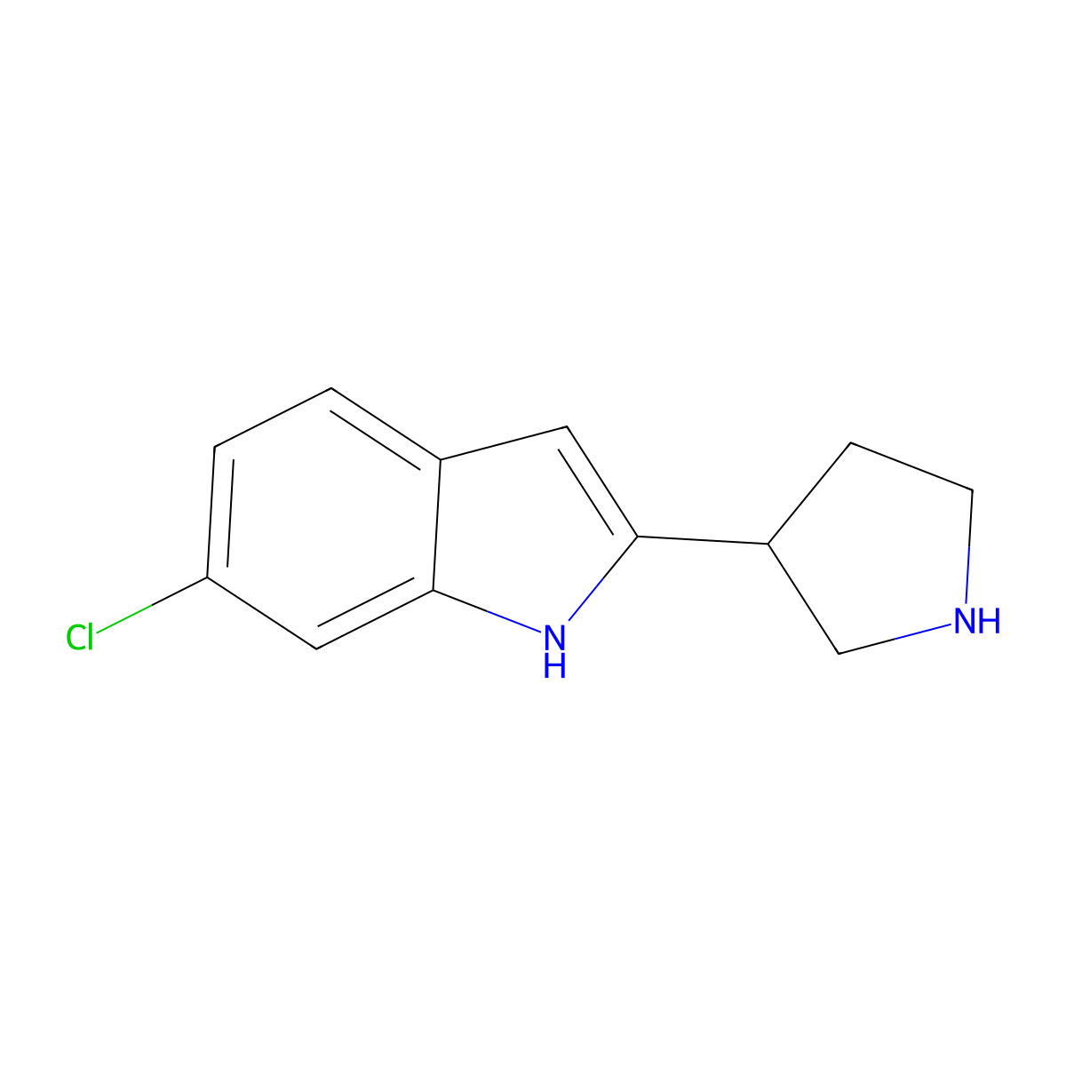 6-Chloro-2-(pyrrolidin-3-yl)-1H-indole molecular structure, CAS 1337072-40-8