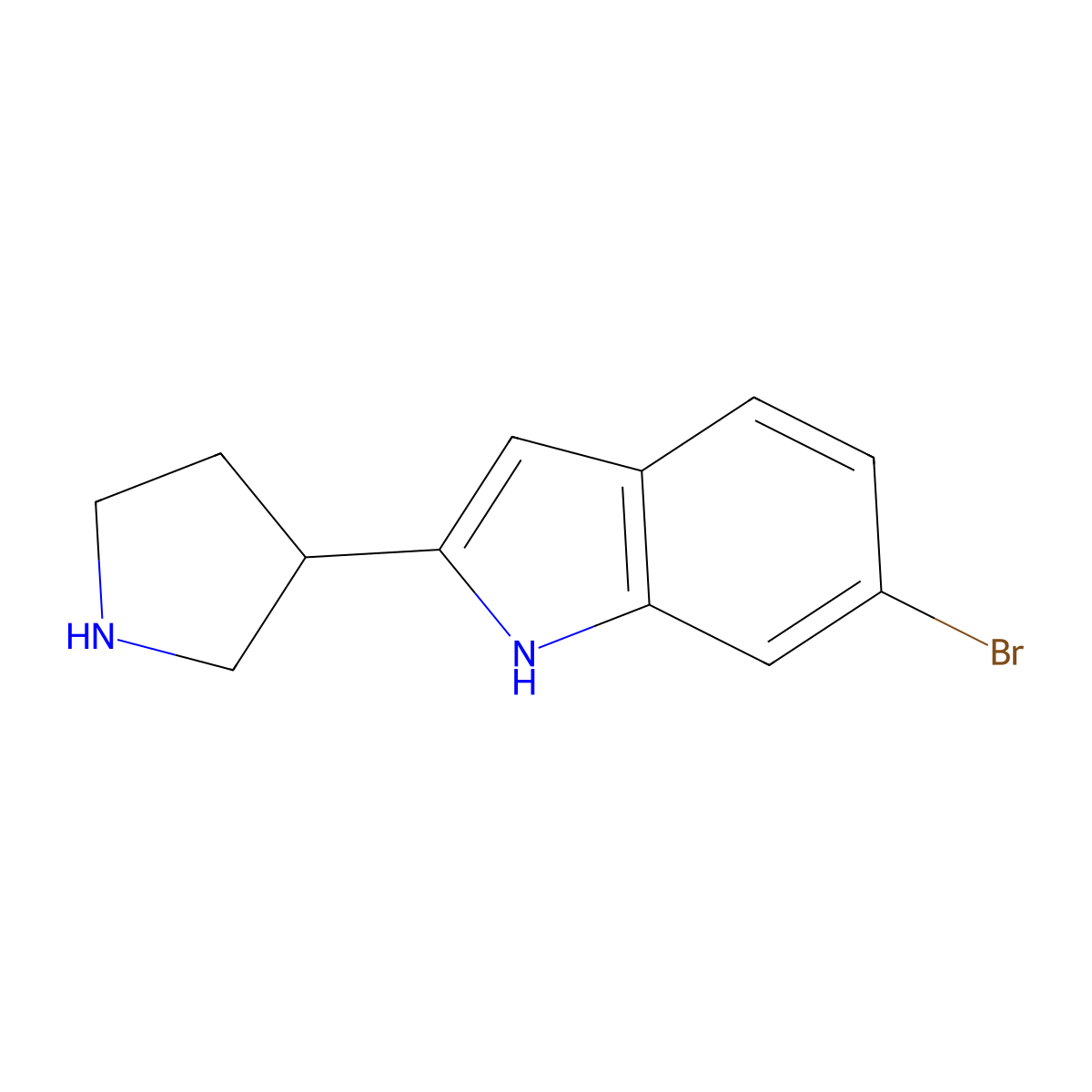 6-Bromo-2-(pyrrolidin-3-yl)-1H-indole molecular structure, CAS 1337075-59-8