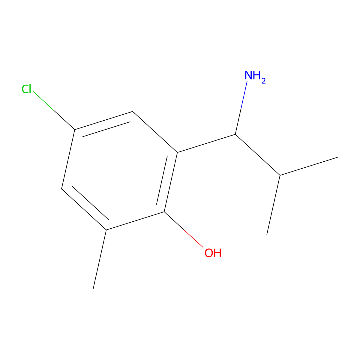 2-(1-Amino-2-methylpropyl)-4-chloro-6-methylphenol molecular structure, CAS 1337086-78-8