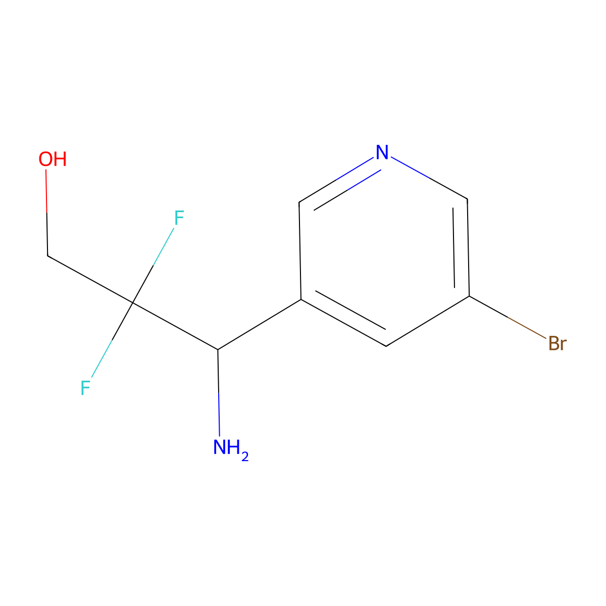 3-Amino-3-(5-bromopyridin-3-YL)-2,2-difluoropropan-1-OL molecular structure, CAS 1337088-79-5