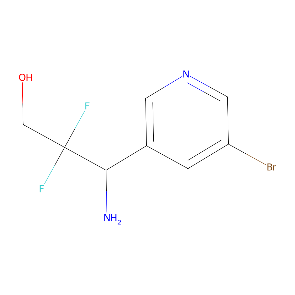3-Amino-3-(5-bromopyridin-3-YL)-2,2-difluoropropan-1-OL molecular structure, CAS 1337088-79-5