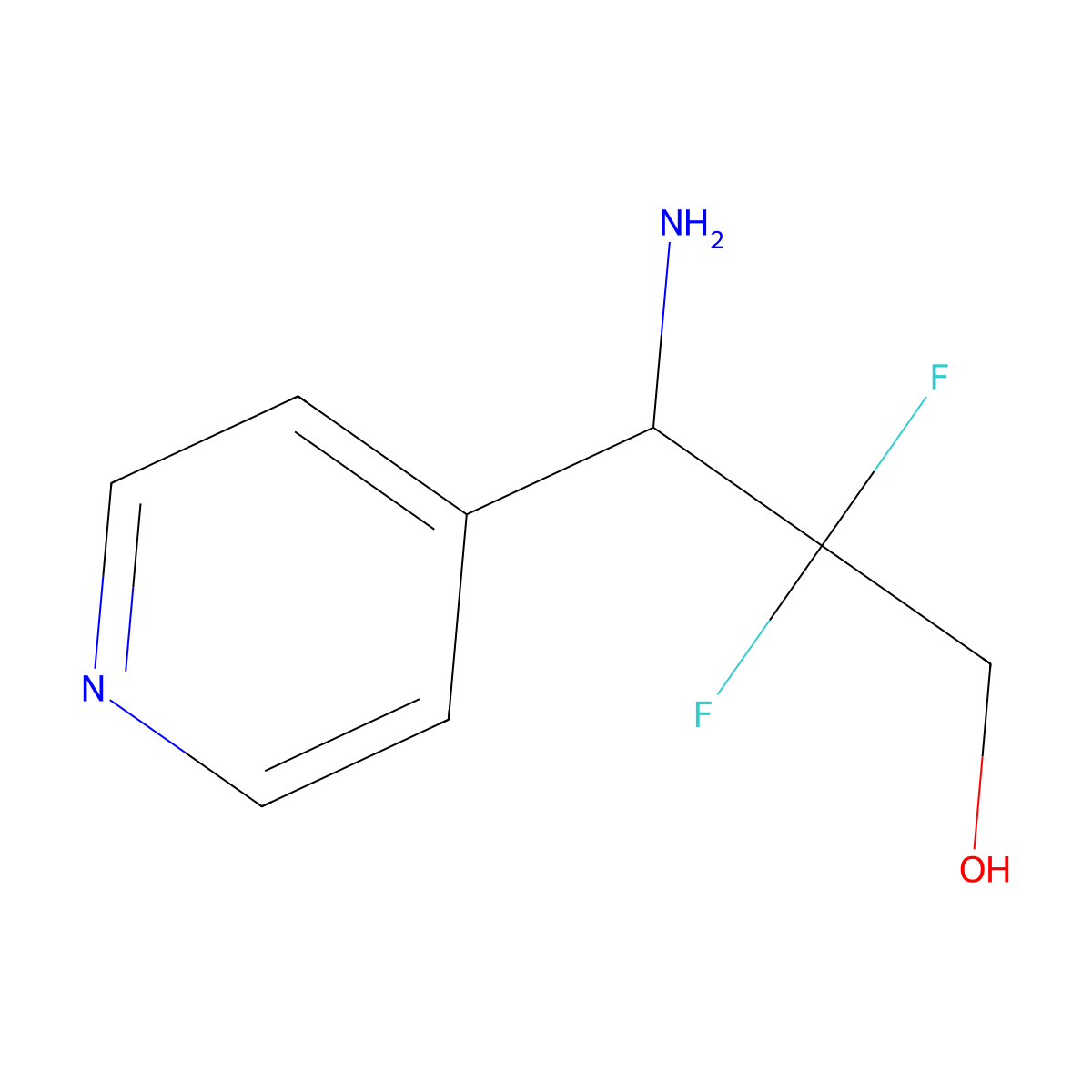 3-Amino-2,2-difluoro-3-(pyridin-4-YL)propan-1-OL molecular structure, CAS 1337090-39-7