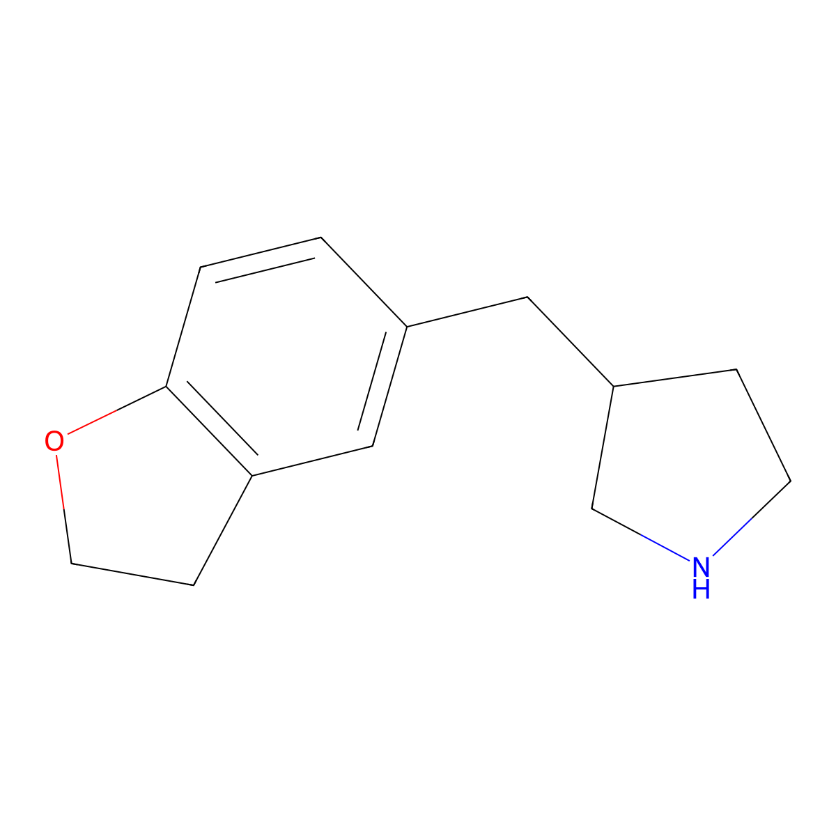 3-((2,3-Dihydrobenzofuran-5-yl)methyl)pyrrolidine molecular structure, CAS 1337099-59-8