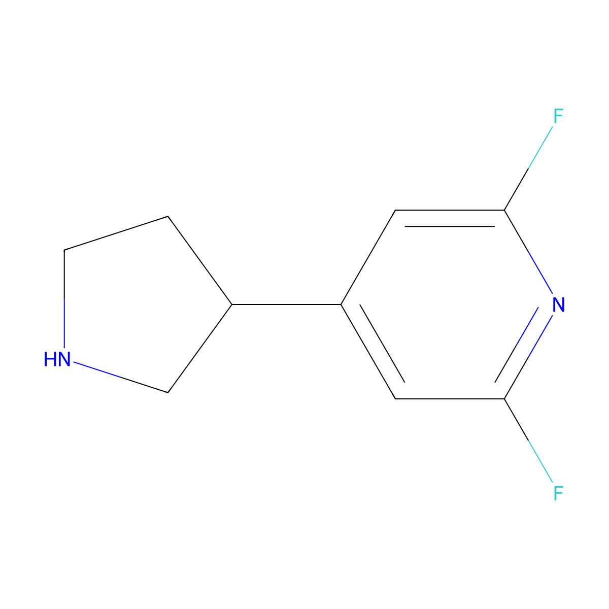 2,6-Difluoro-4-(3-pyrrolidinyl)pyridine molecular structure, CAS 1337131-36-8