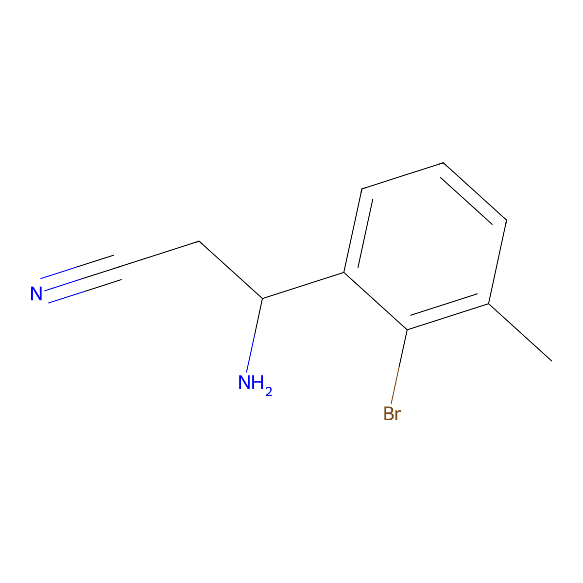3-Amino-3-(2-bromo-3-methylphenyl)propanenitrile molecular structure, CAS 1337140-98-3