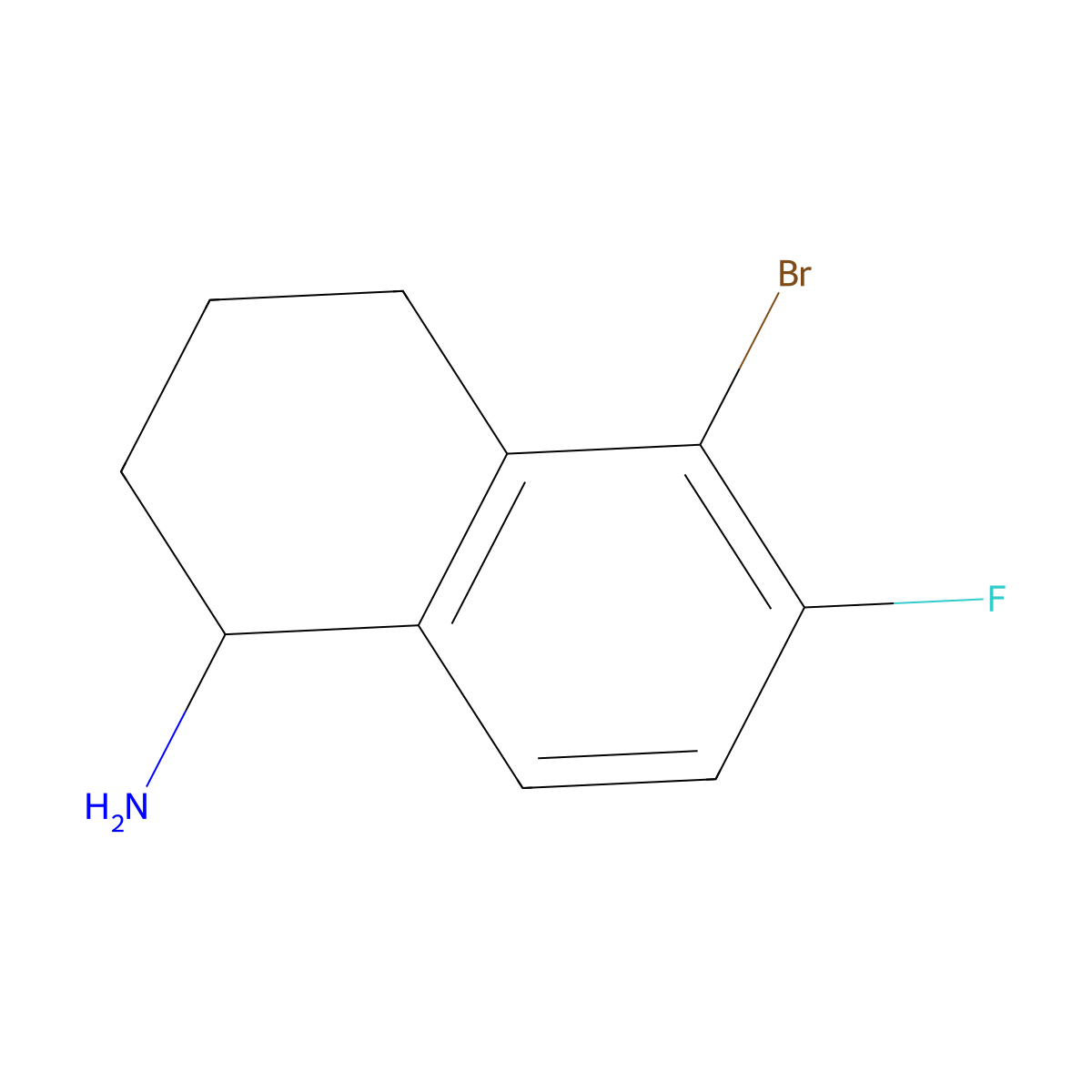 5-Bromo-6-fluoro-1,2,3,4-tetrahydronaphthalen-1-amine molecular structure, CAS 1337141-43-1