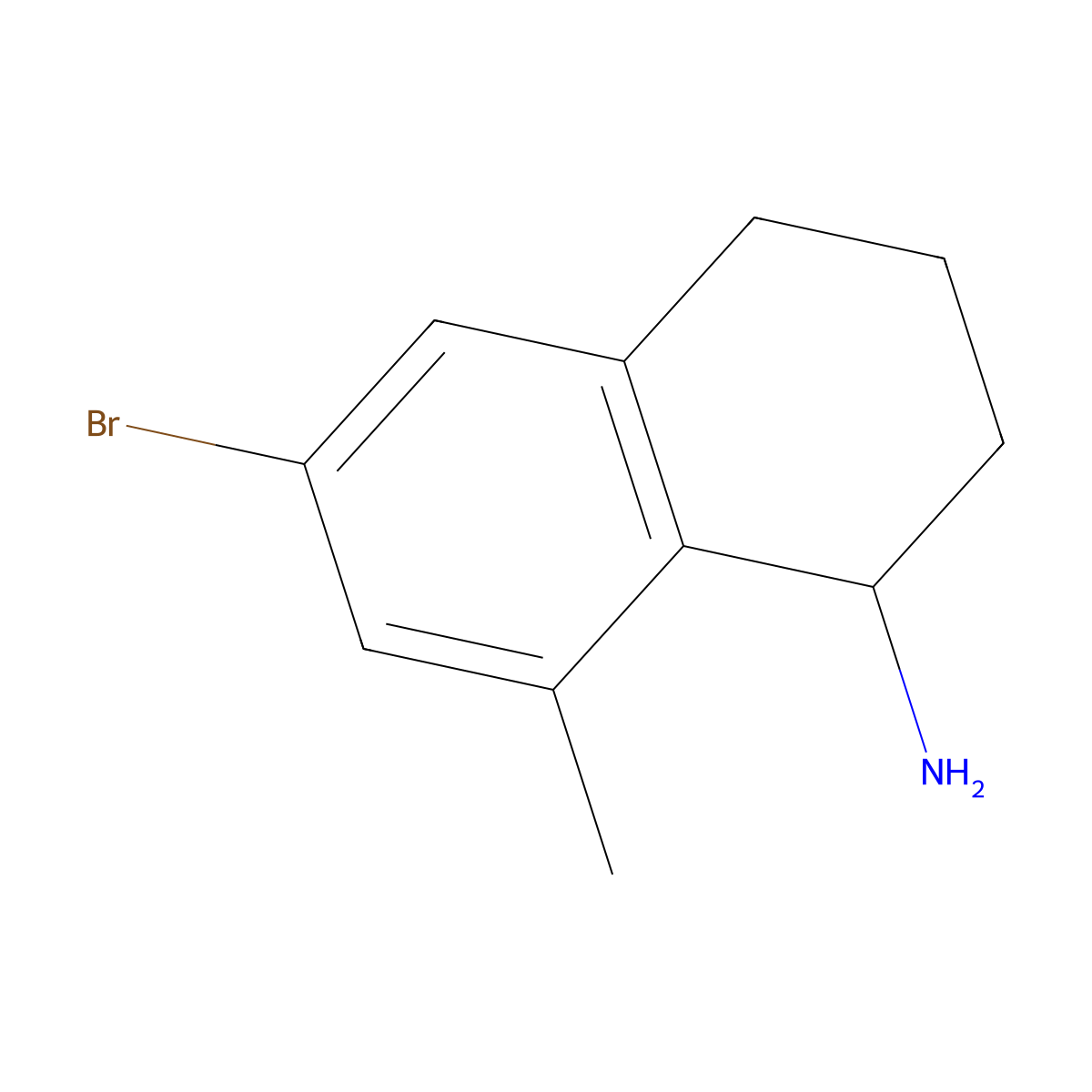 6-Bromo-8-methyl-1,2,3,4-tetrahydronaphthalen-1-amine molecular structure, CAS 1337145-60-4