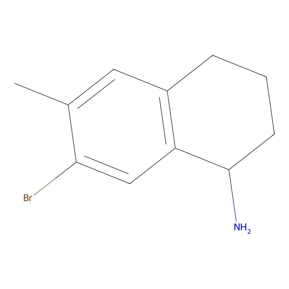 7-Bromo-6-methyl-1,2,3,4-tetrahydronaphthalen-1-amine molecular structure, CAS 1337152-76-7
