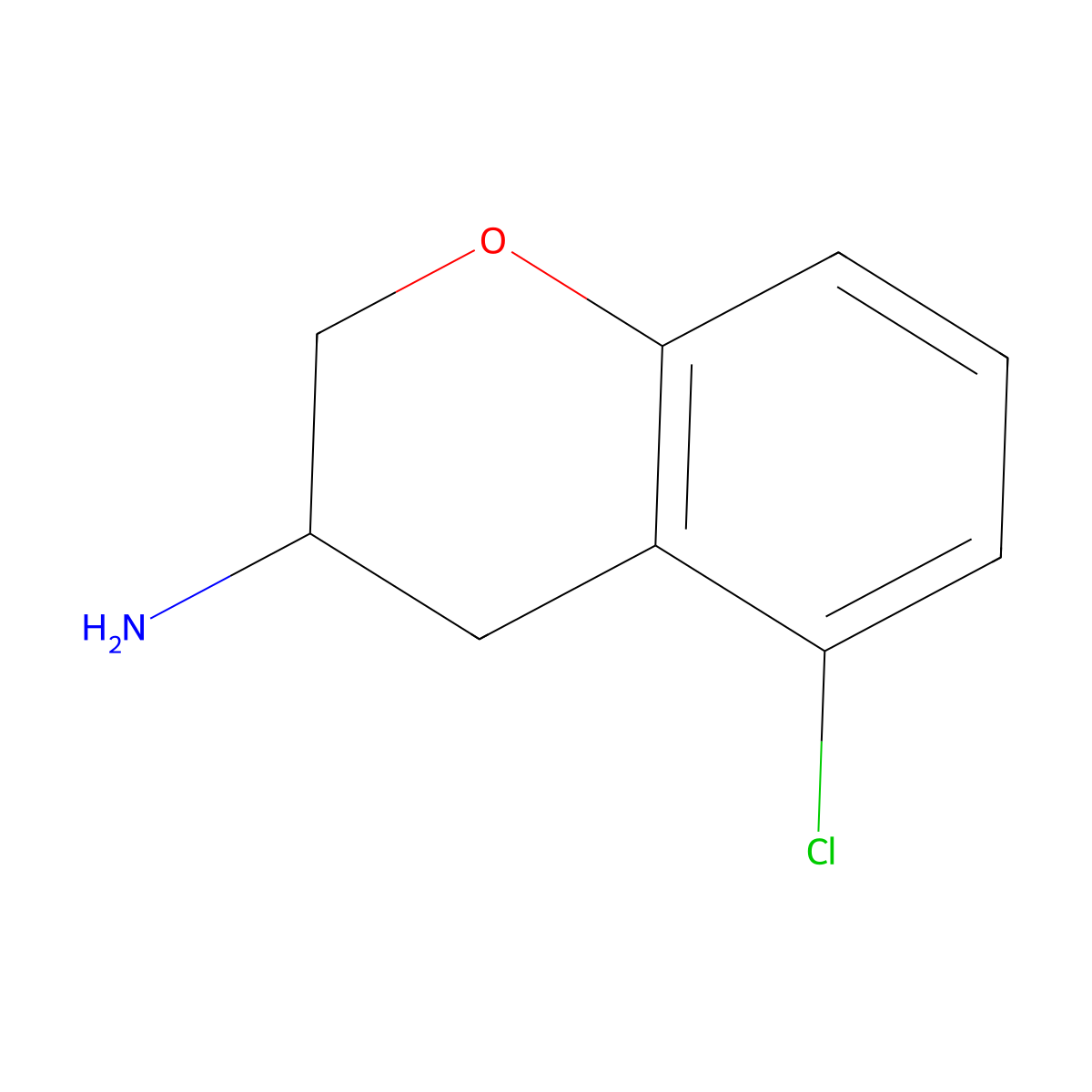 5-Chloro-3,4-dihydro-2H-1-benzopyran-3-amine molecular structure, CAS 1337159-63-3