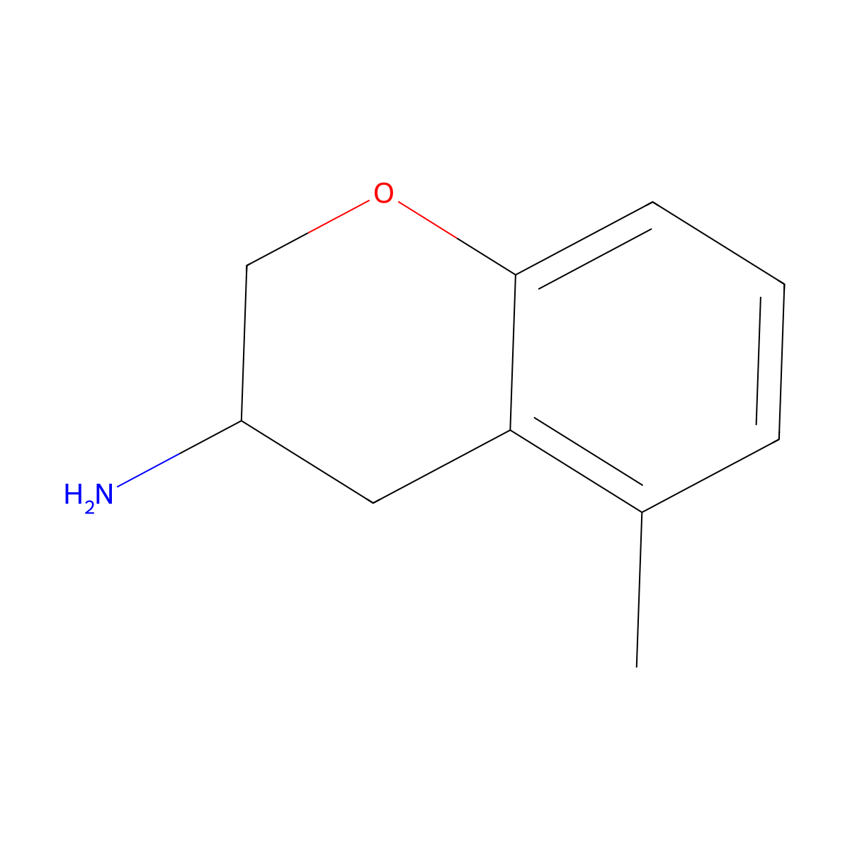 5-Methyl-3,4-dihydro-2H-1-benzopyran-3-amine molecular structure, CAS 1337161-90-6