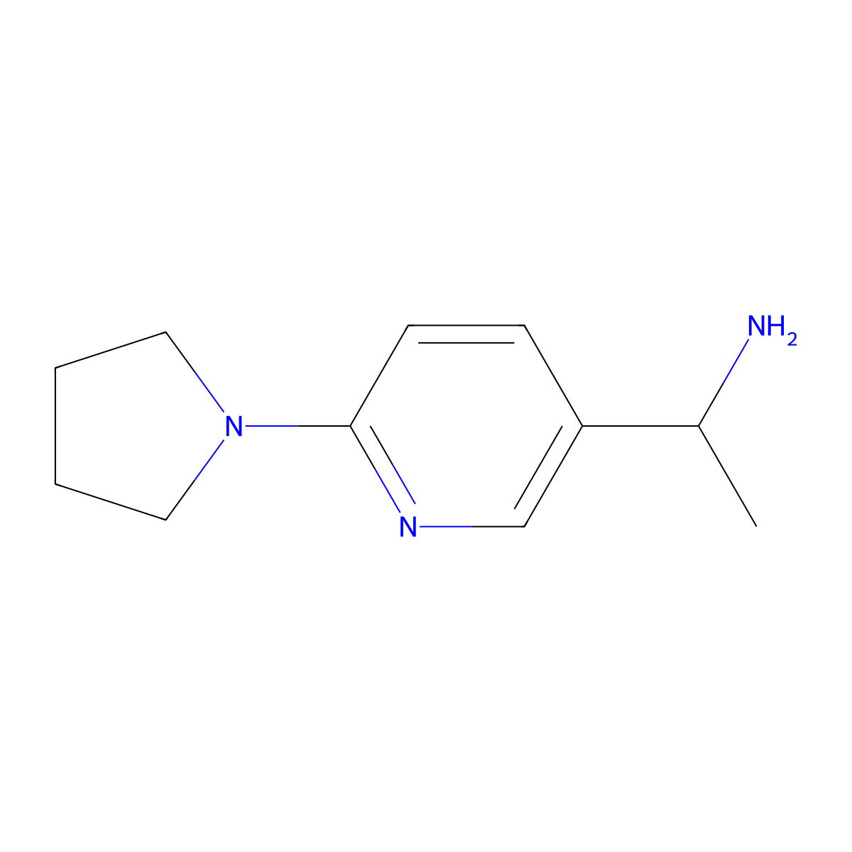1-(6-(Pyrrolidin-1-yl)pyridin-3-yl)ethan-1-amine molecular structure, CAS 1337175-61-7