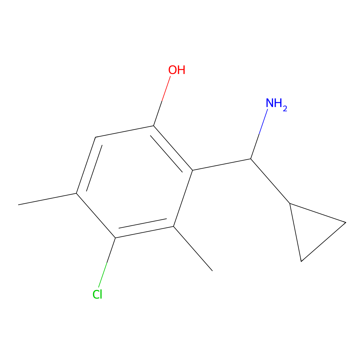 2-[Amino(cyclopropyl)methyl]-4-chloro-3,5-dimethylphenol molecular structure, CAS 1337184-29-8