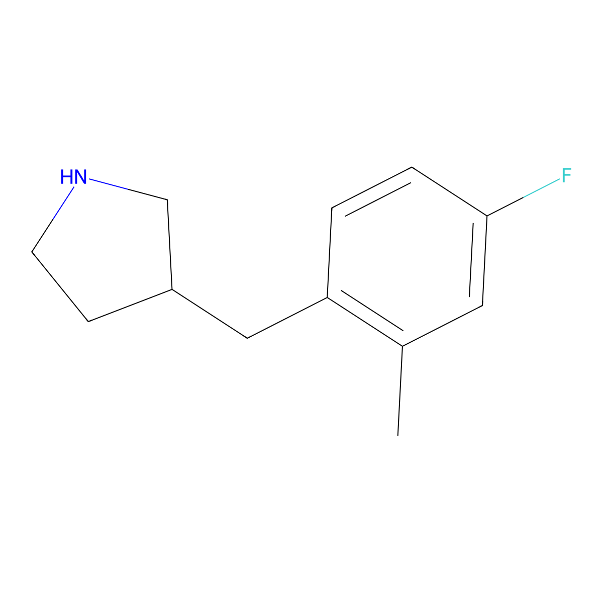 3-(4-Fluoro-2-methylbenzyl)pyrrolidine molecular structure, CAS 1337189-37-3