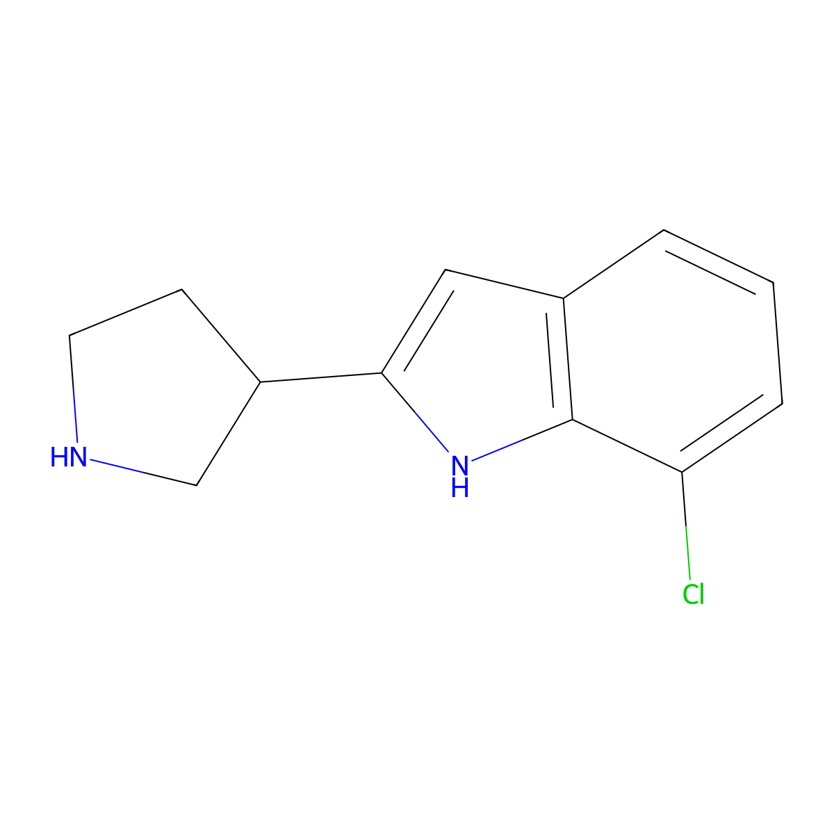 7-Chloro-2-(pyrrolidin-3-yl)-1H-indole molecular structure, CAS 1337195-02-4