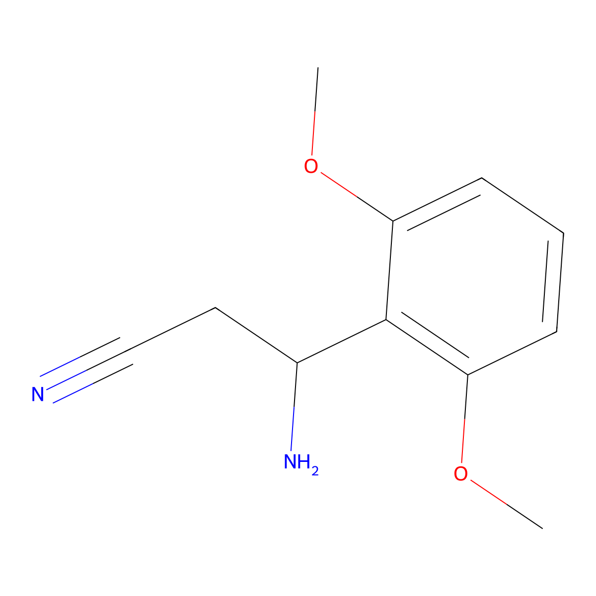 3-Amino-3-(2,6-dimethoxyphenyl)propanenitrile molecular structure, CAS 1337204-52-0