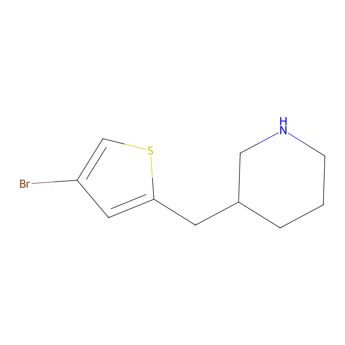 3-((4-Bromothiophen-2-yl)methyl)piperidine molecular structure, CAS 1337205-60-3