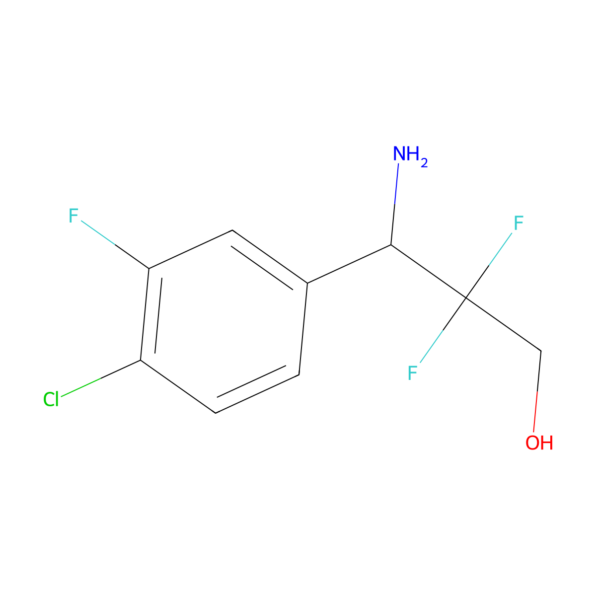 3-Amino-3-(4-chloro-3-fluorophenyl)-2,2-difluoropropan-1-OL molecular structure, CAS 1337206-80-0