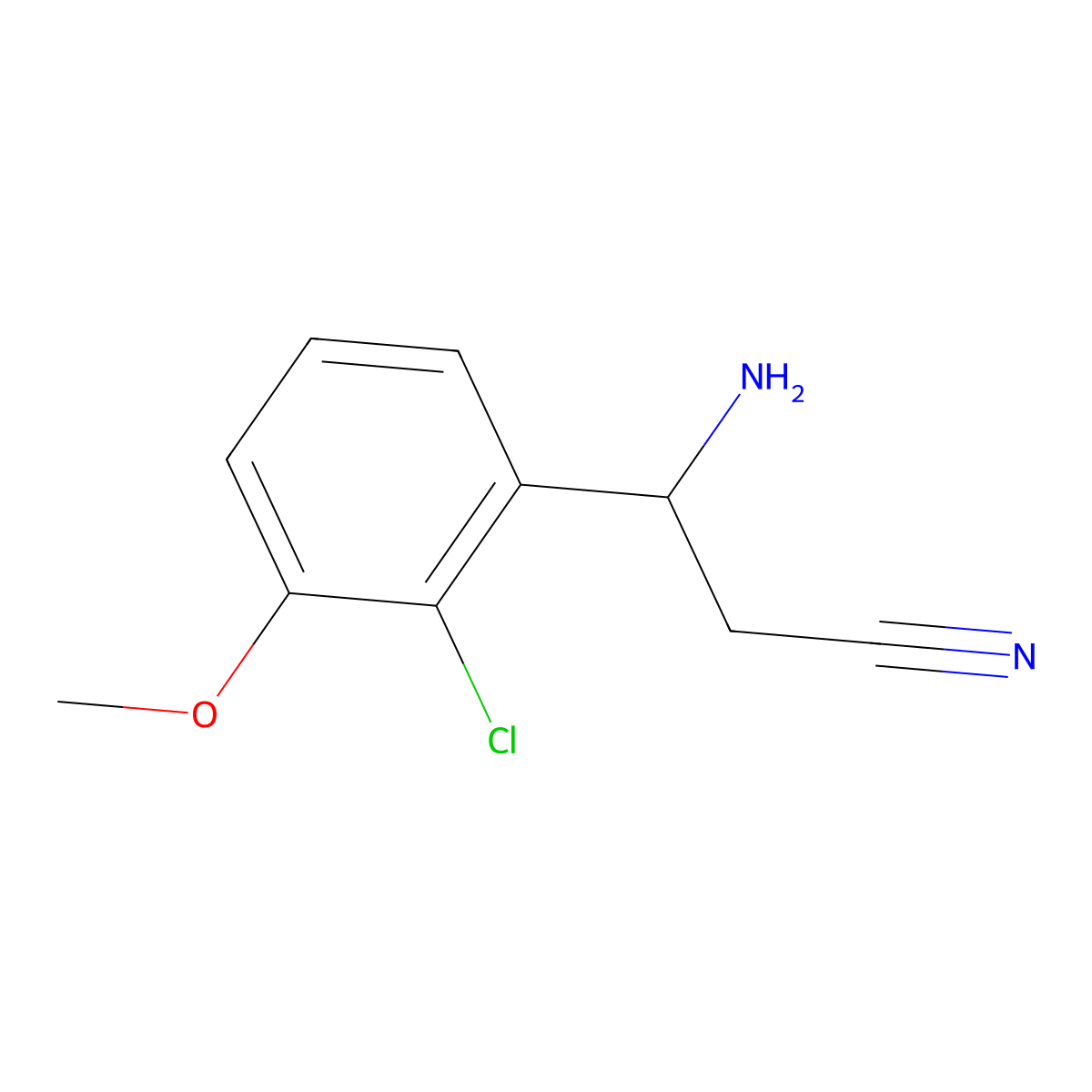 3-Amino-3-(2-chloro-3-methoxyphenyl)propanenitrile molecular structure, CAS 1337210-44-2