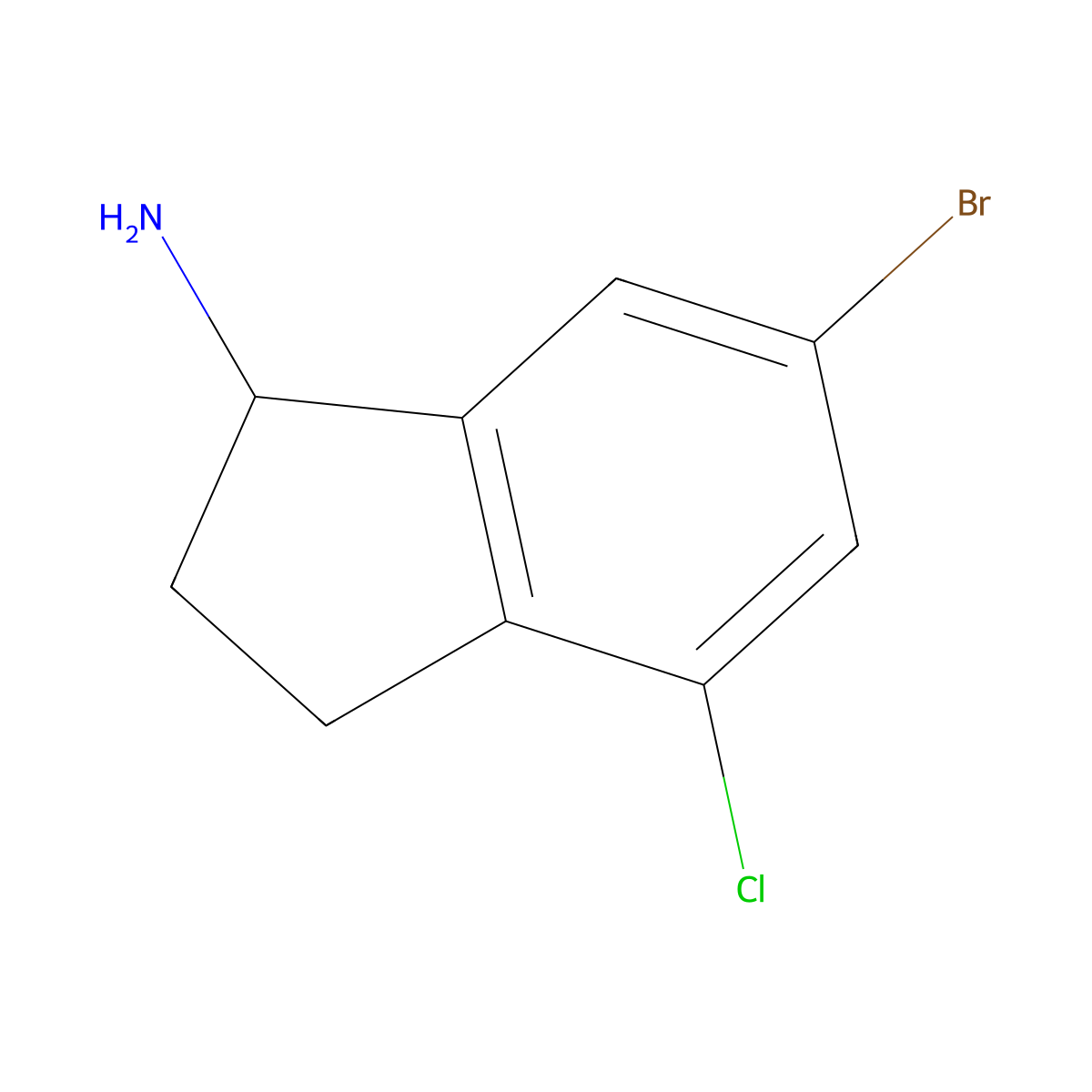 6-bromo-4-chloro-2,3-dihydro-1H-inden-1-amine molecular structure, CAS 1337210-51-1