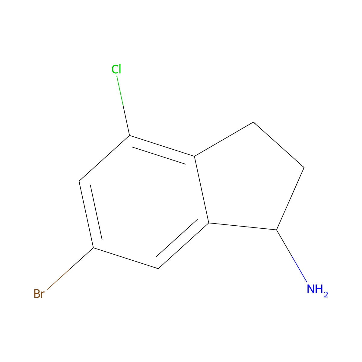 6-bromo-4-chloro-2,3-dihydro-1H-inden-1-amine molecular structure, CAS 1337210-51-1