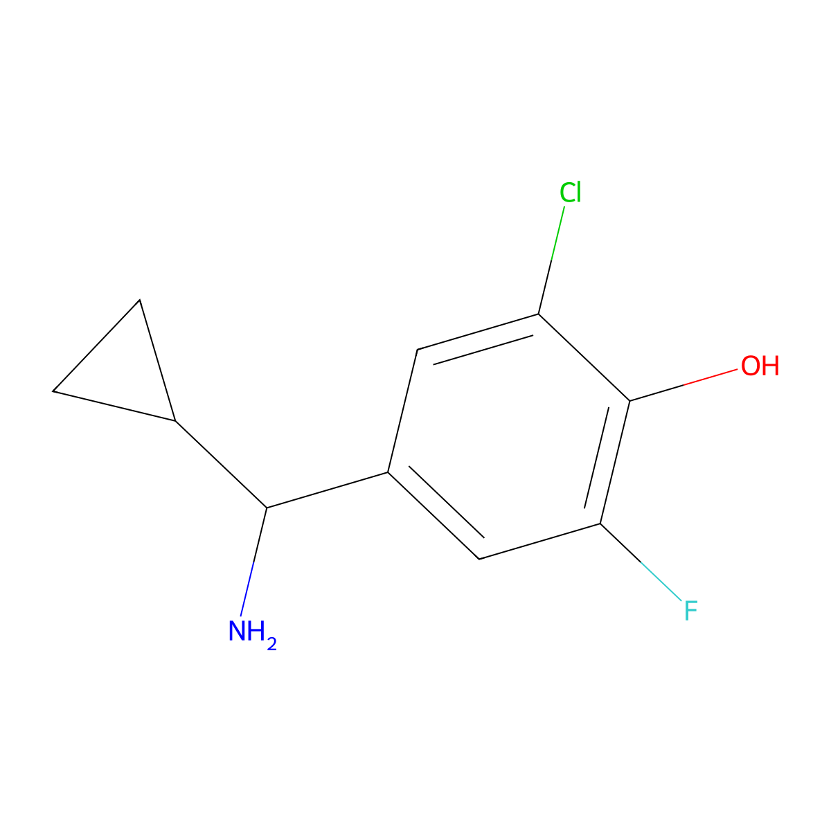 4-[Amino(cyclopropyl)methyl]-2-chloro-6-fluorophenol molecular structure, CAS 1337219-56-3