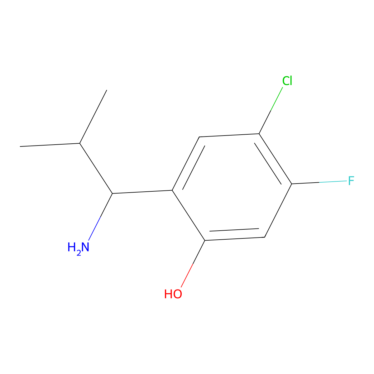 2-(1-Amino-2-methylpropyl)-4-chloro-5-fluorophenol molecular structure, CAS 1337236-78-8