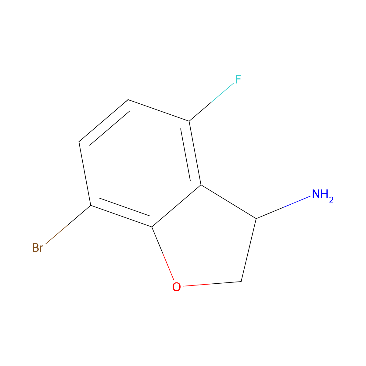 7-Bromo-4-fluoro-2,3-dihydro-1-benzofuran-3-amine molecular structure, CAS 1337251-07-6