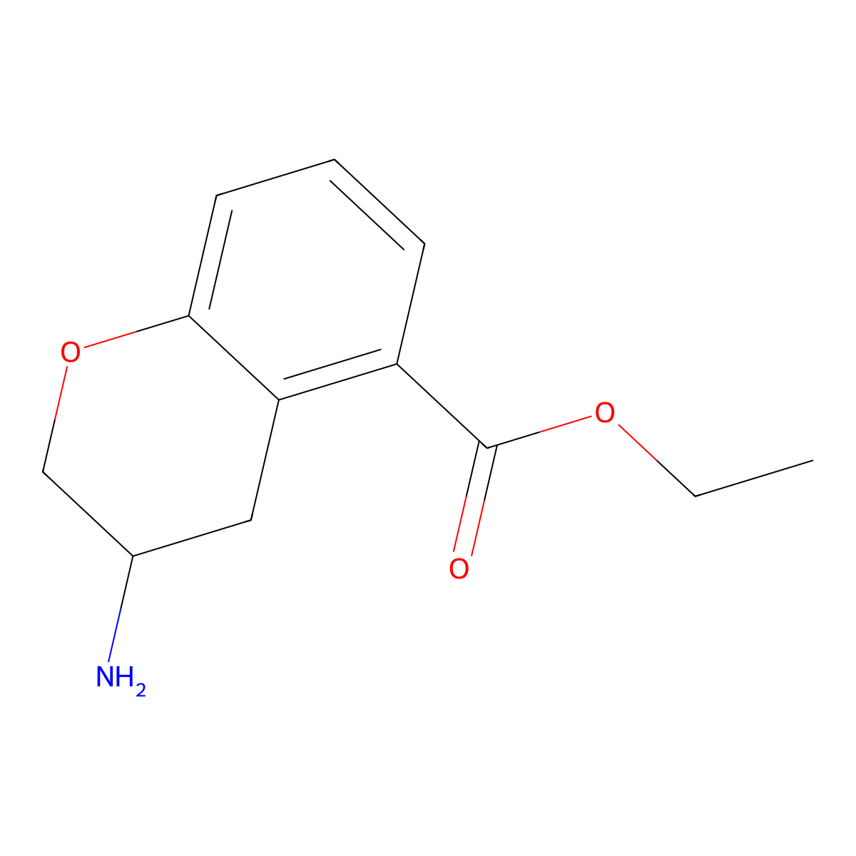 ethyl 3-amino-3,4-dihydro-2H-1-benzopyran-5-carboxylate molecular structure, CAS 1337256-73-1